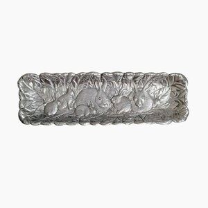 Arthur Court Bunny Rabbit Long Platter Tray Embossed Pictoral Easter Aluminum